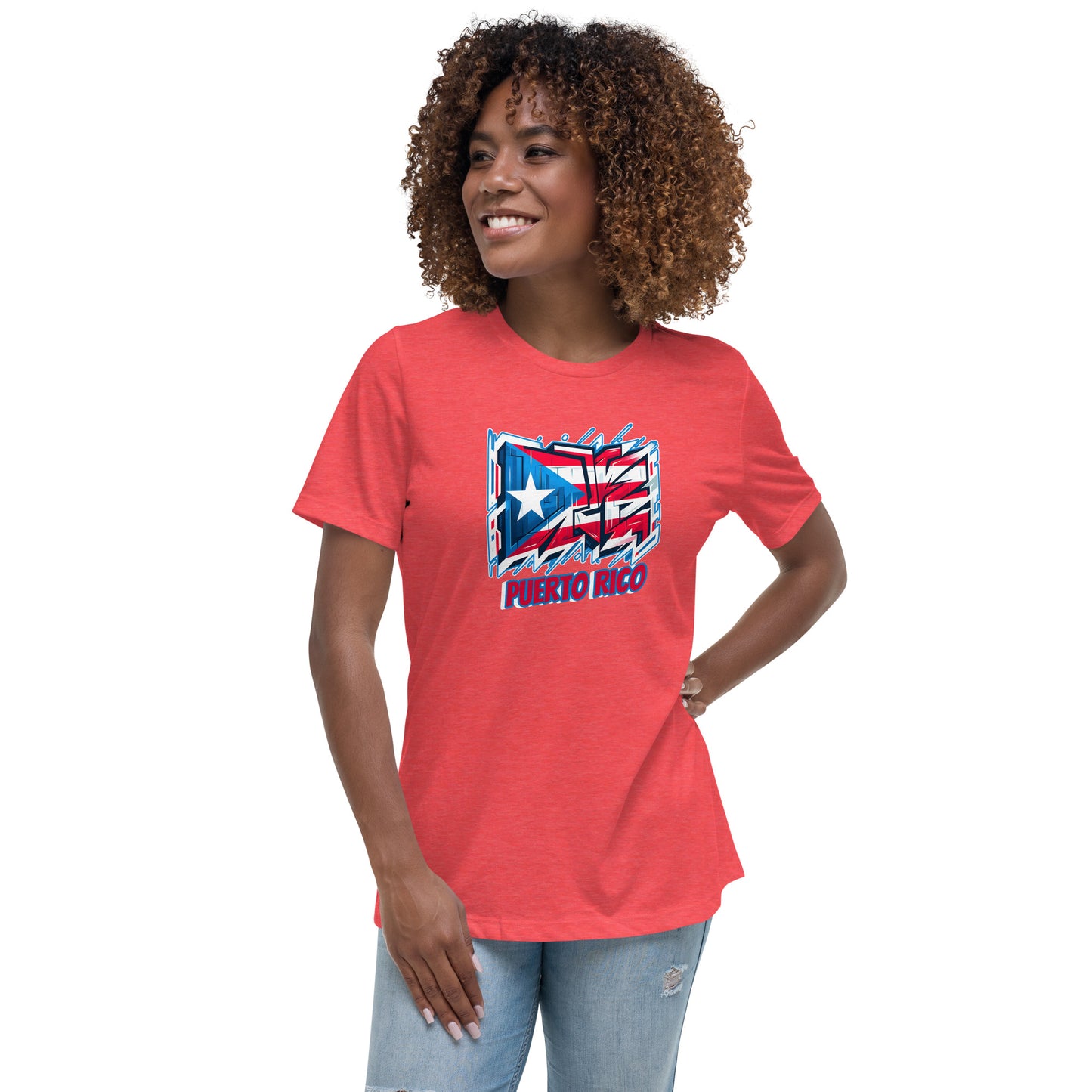 Graffytees Puerto Rico Graffiti flag Women's Relaxed T-Shirt