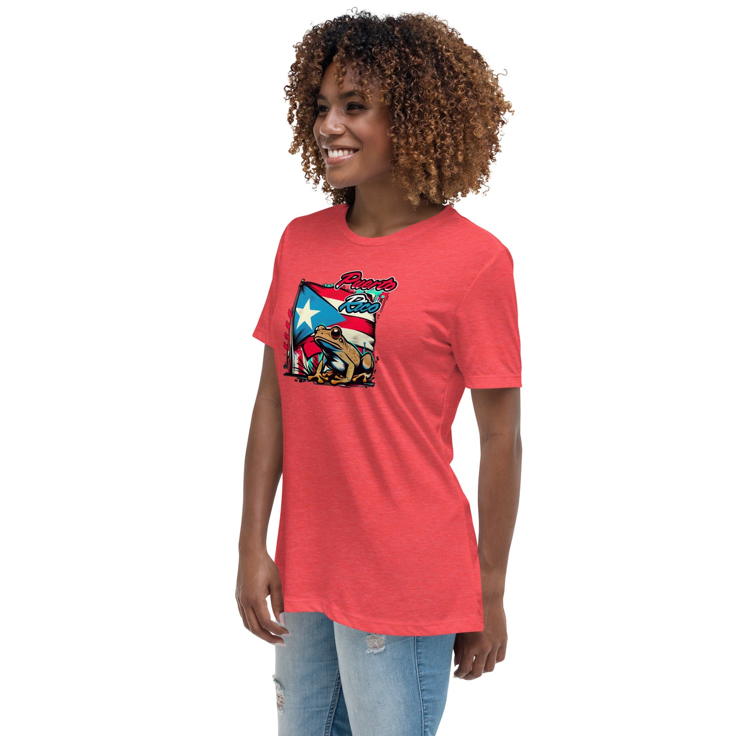 Graffytees Puerto Rico flag and Coqui Women's Relaxed T-Shirt