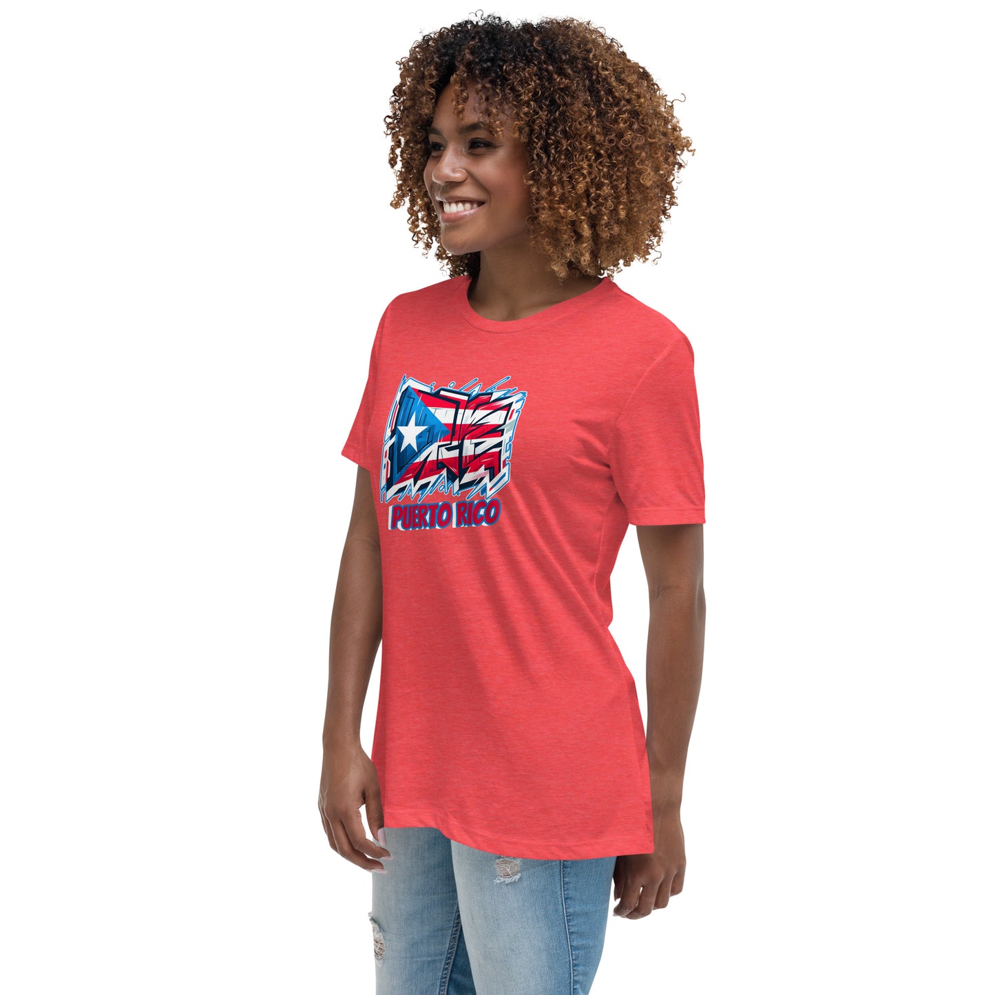 Graffytees Puerto Rico Graffiti flag Women's Relaxed T-Shirt