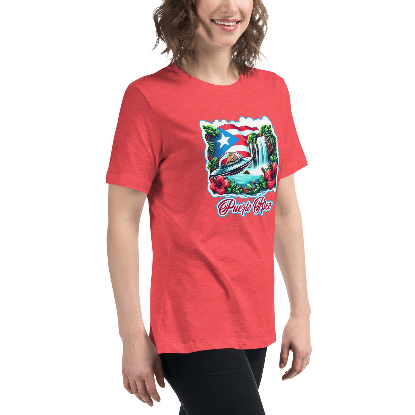 Graffytees Puerto Rico Coqui in UFO Women's Relaxed T-Shirt