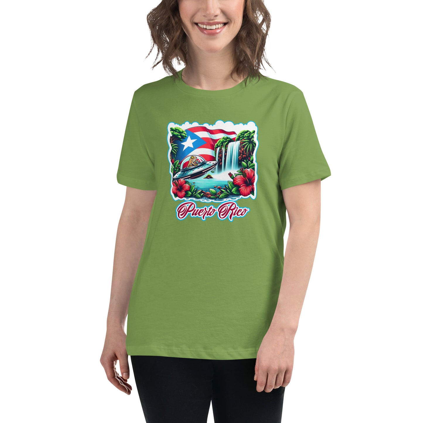 Graffytees Puerto Rico Coqui in UFO Women's Relaxed T-Shirt
