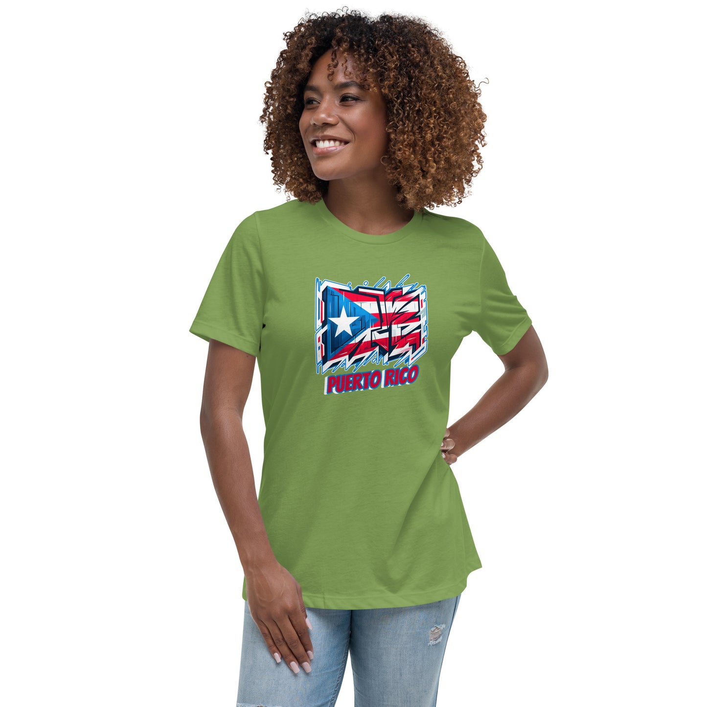 Graffytees Puerto Rico Graffiti flag Women's Relaxed T-Shirt