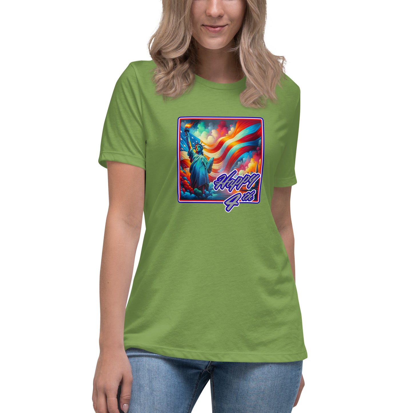 Graffytees Happy 4th of July Women's Relaxed T-Shirt
