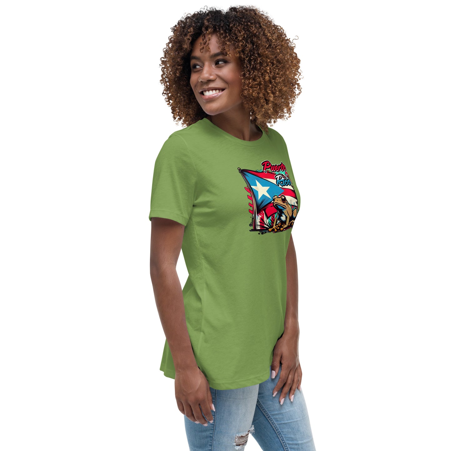 Graffytees Puerto Rico flag and Coqui Women's Relaxed T-Shirt
