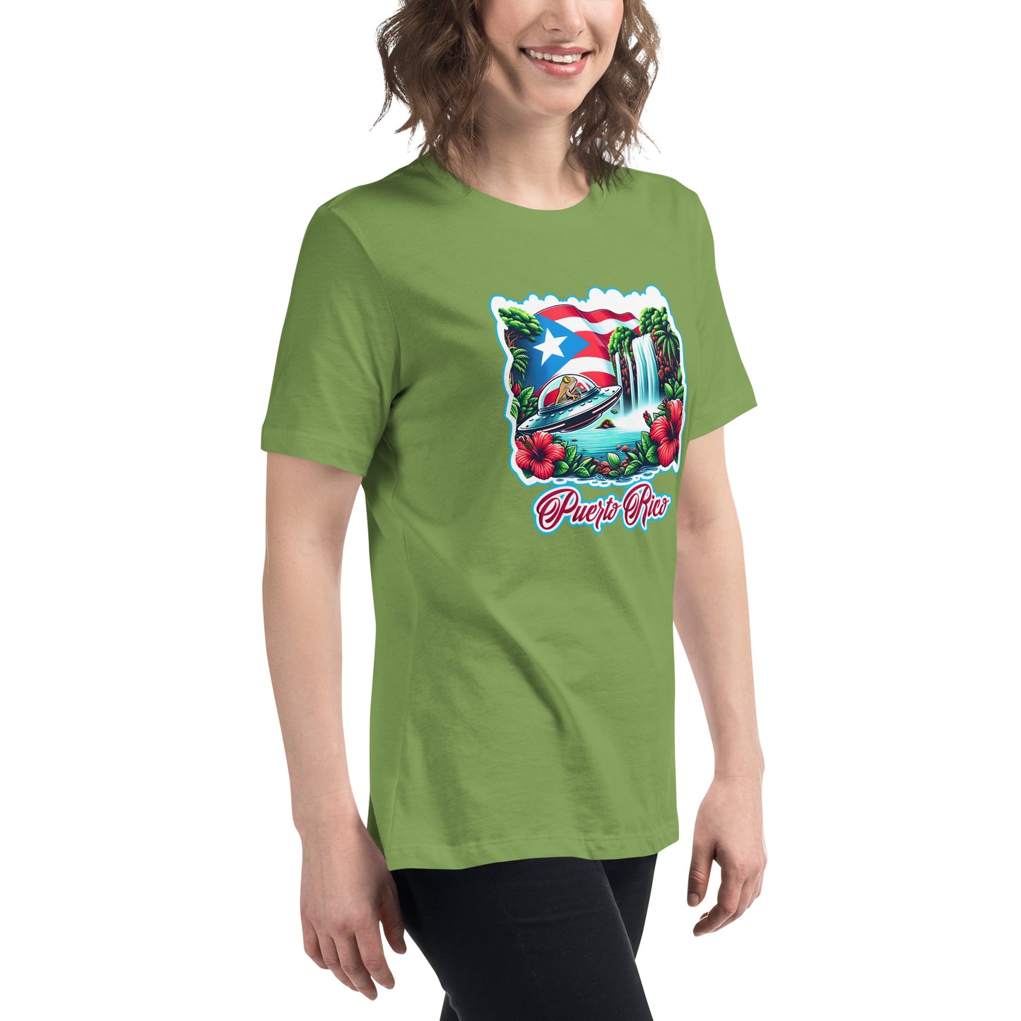 Graffytees Puerto Rico Coqui in UFO Women's Relaxed T-Shirt