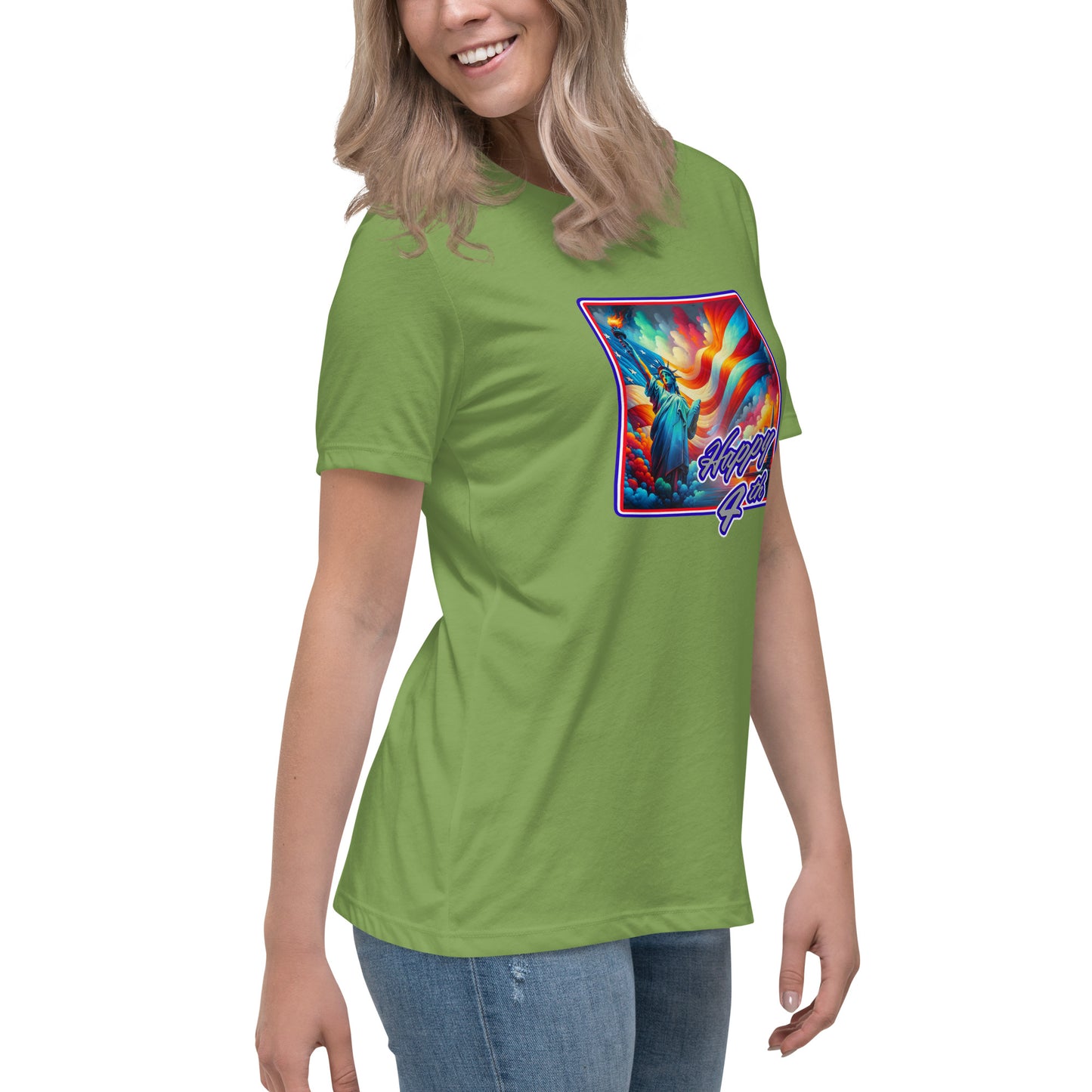 Graffytees Happy 4th of July Women's Relaxed T-Shirt