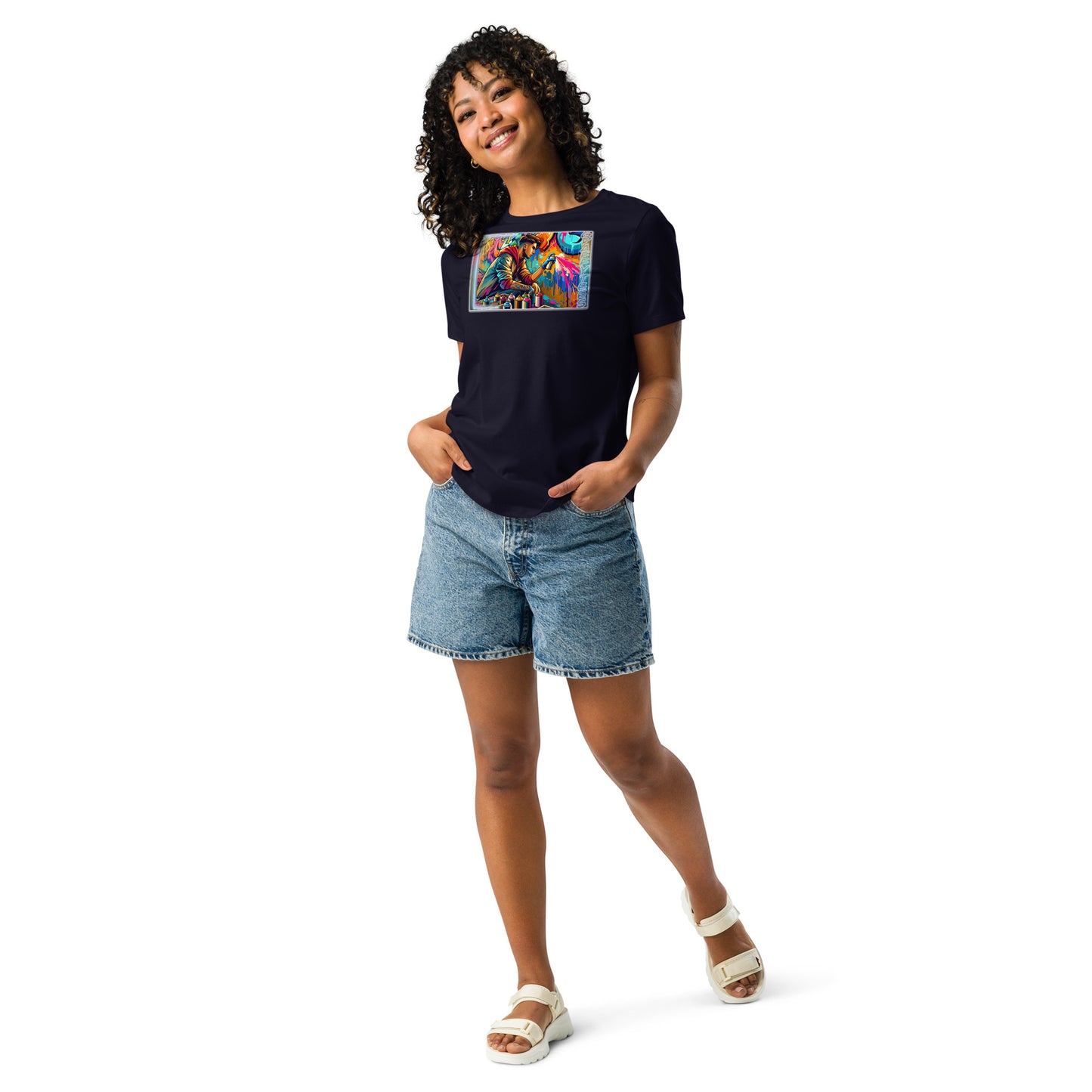 GraffyTees vandal Artist creating a Mural Women's Relaxed T-Shirt