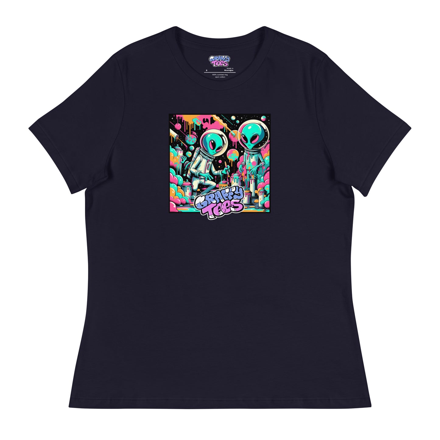 GraffyTees Aliens Painting Women's Relaxed T-Shirt