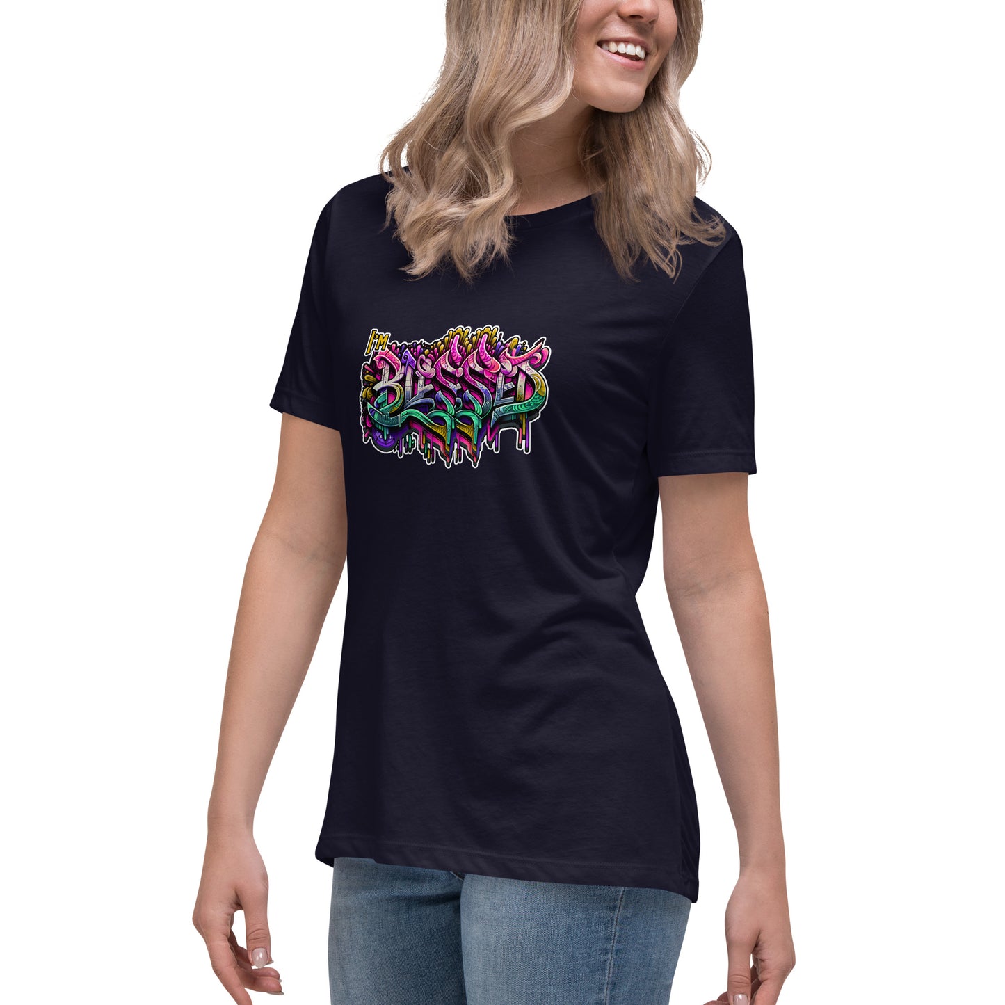 Graffytees Blessed Graffiti design Women's Relaxed T-Shirt