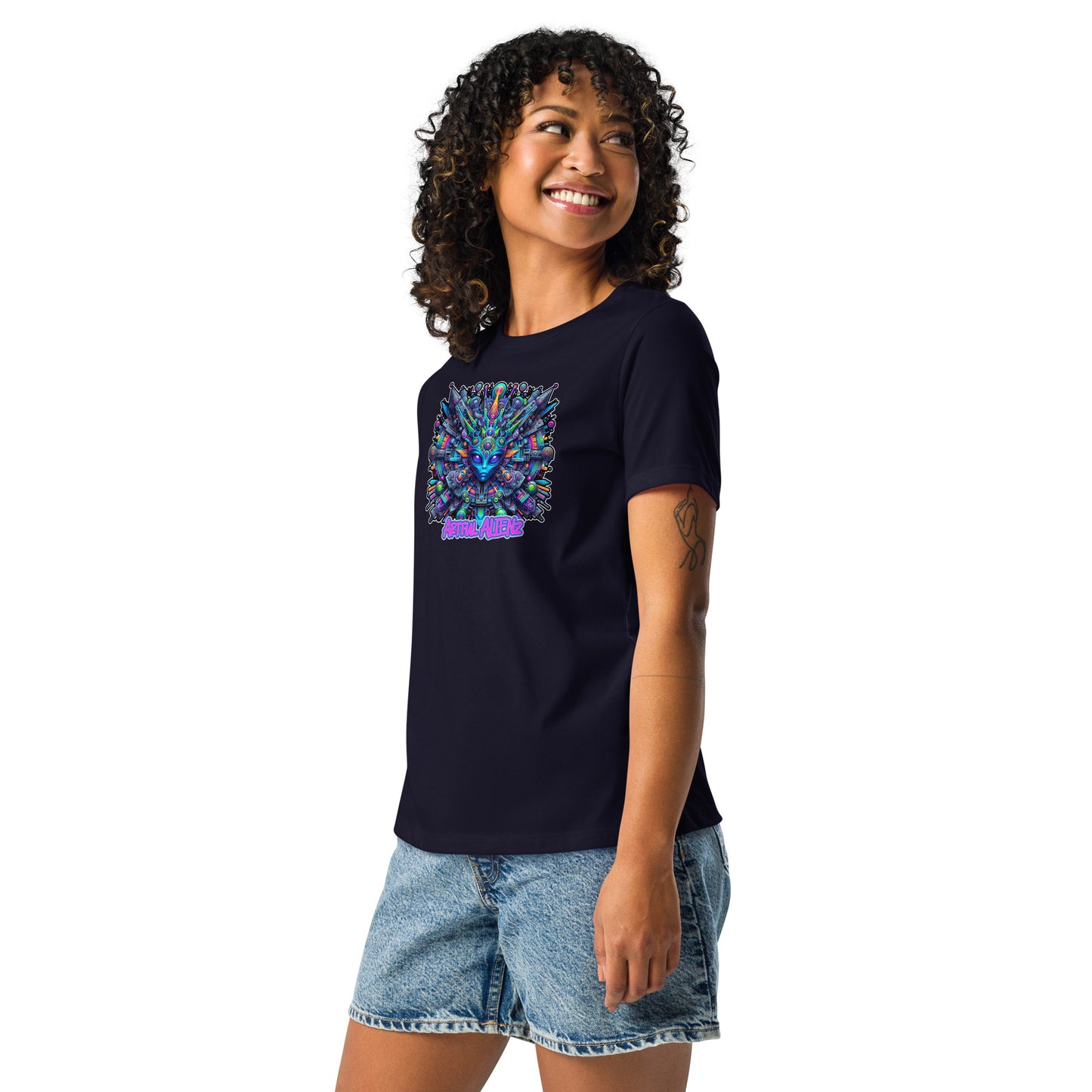 Graffytees Artful Alienz Purp designWomen's Relaxed T-Shirt