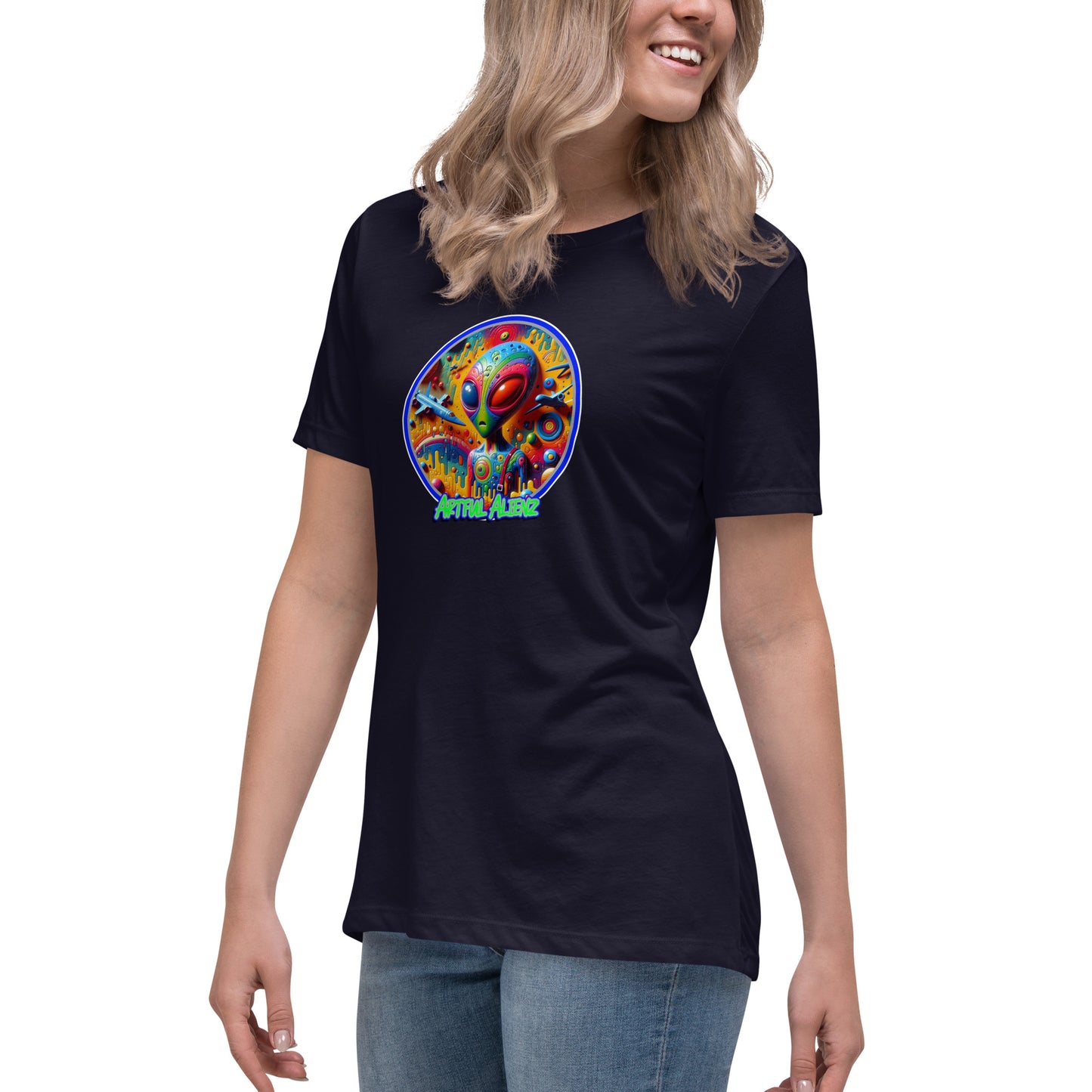 Graffytees Artful Alienz colorful graffiti design Women's Relaxed T-Shirt