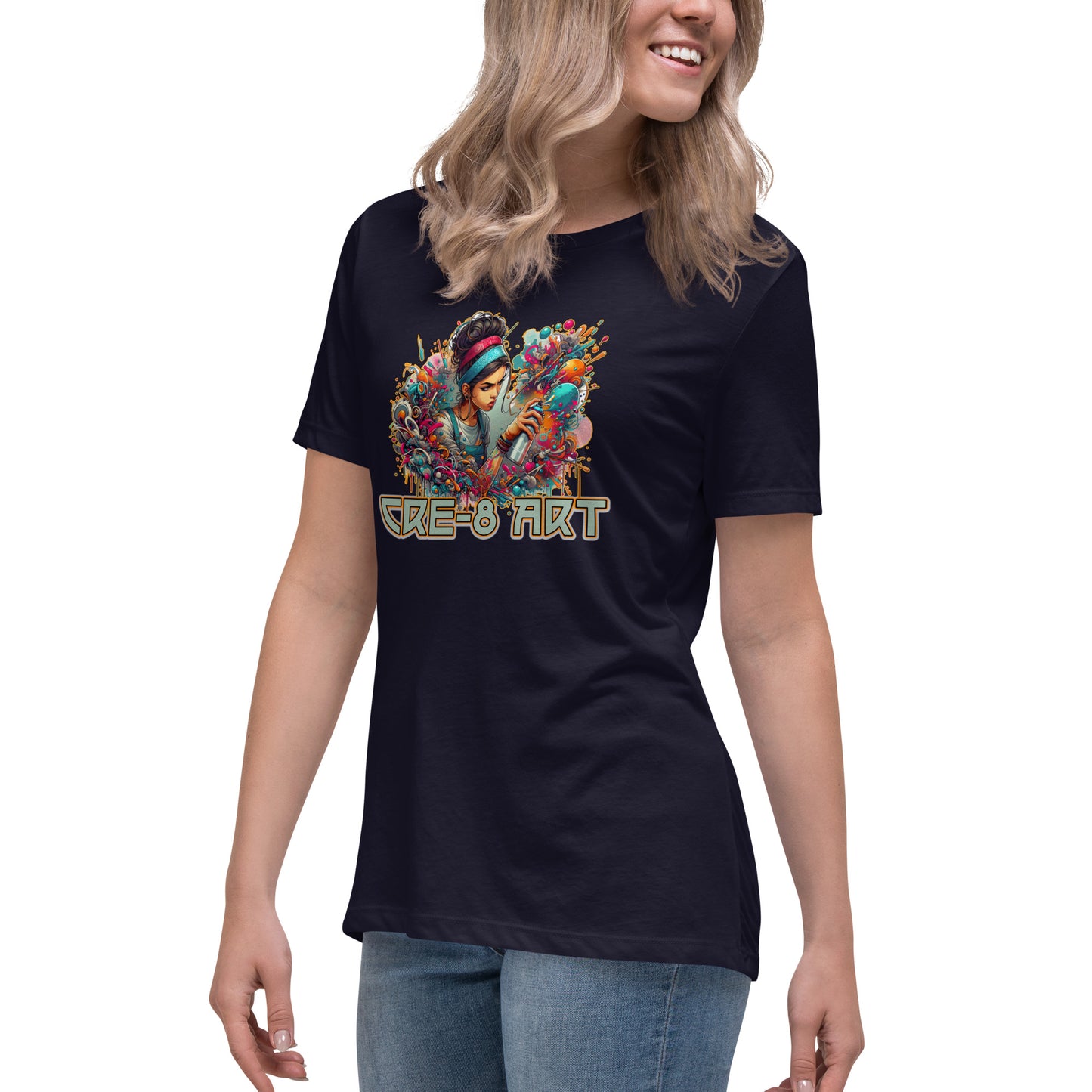 GraffyTees CRE-8 Art girl graph Artist Women's Relaxed T-Shirt