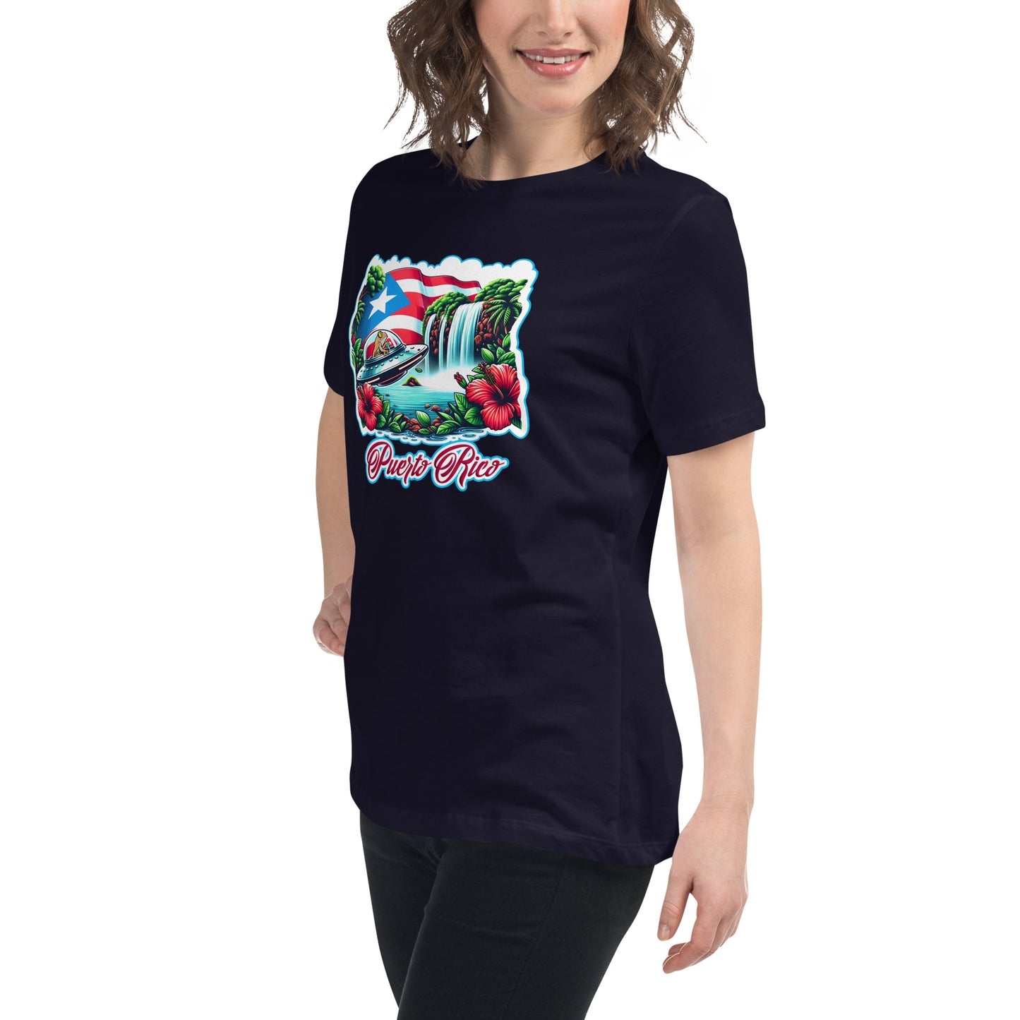 Graffytees Puerto Rico Coqui in UFO Women's Relaxed T-Shirt