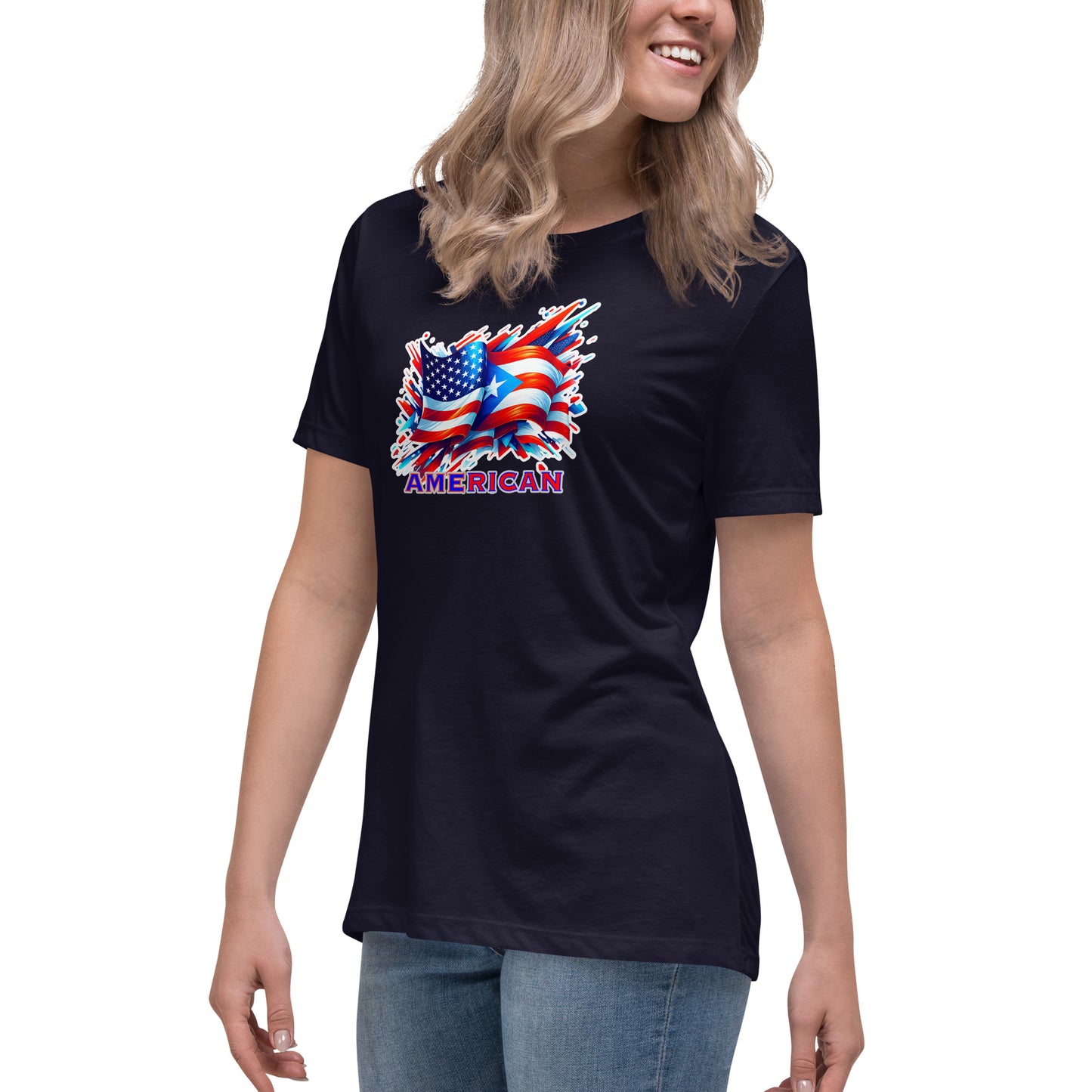 Graffytees AME-RICAN flags US-PR Women's Relaxed T-Shirt