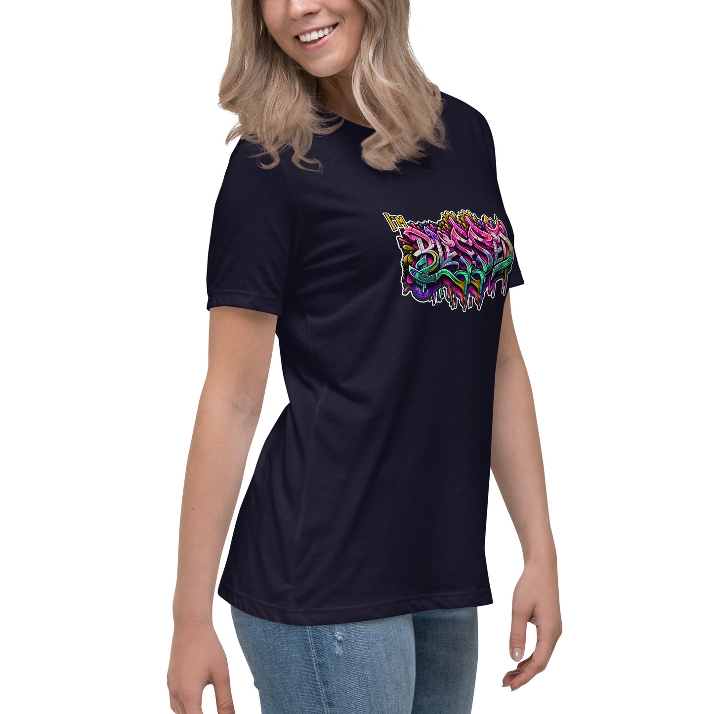 Graffytees Blessed Graffiti design Women's Relaxed T-Shirt