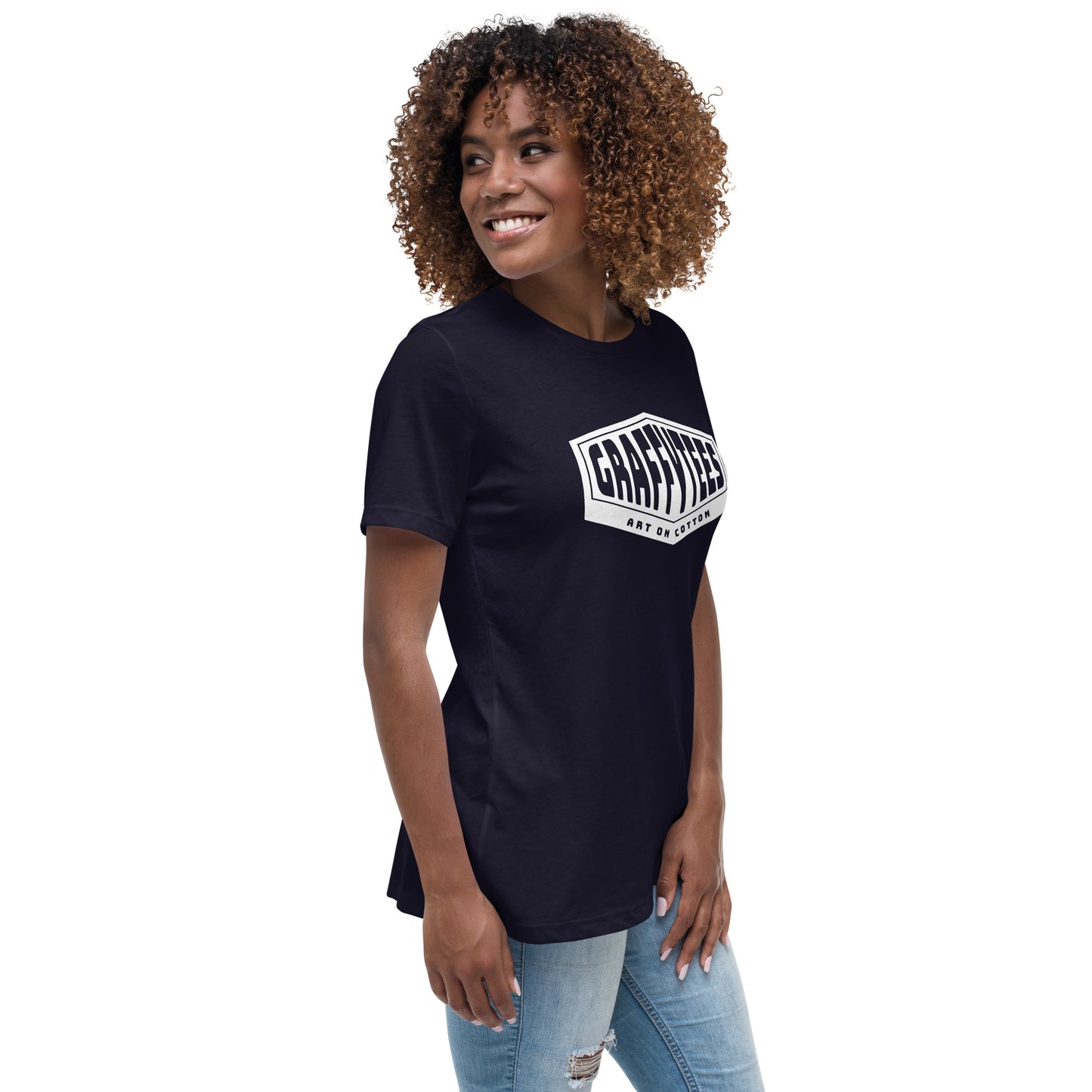 Graffytees white Diamond design Women's Relaxed T-Shirt