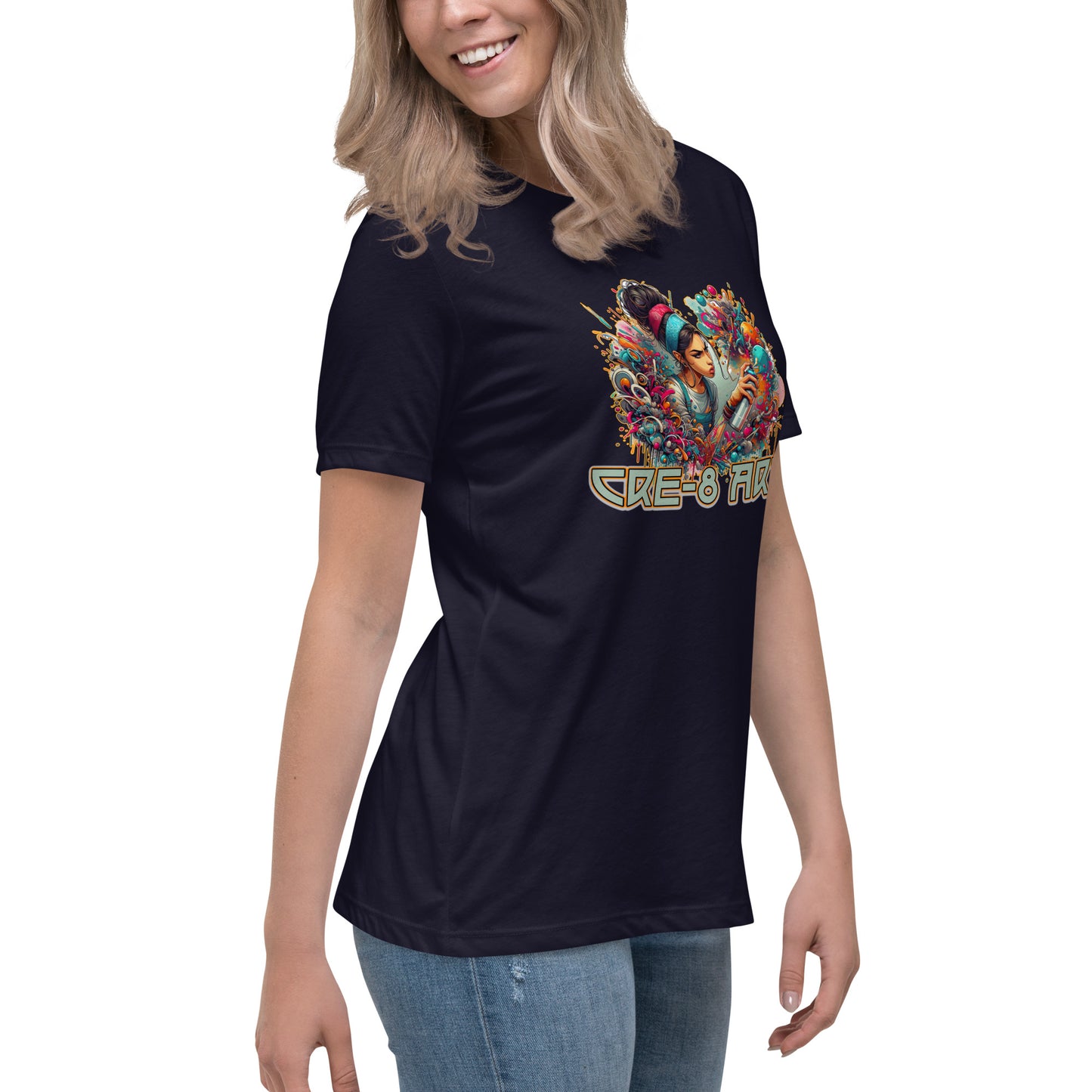 GraffyTees CRE-8 Art girl graph Artist Women's Relaxed T-Shirt