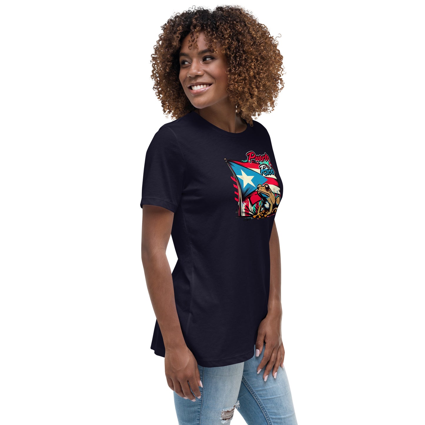 Graffytees Puerto Rico flag and Coqui Women's Relaxed T-Shirt