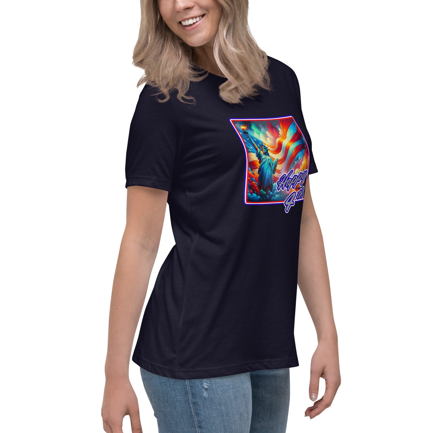 Graffytees Happy 4th of July Women's Relaxed T-Shirt