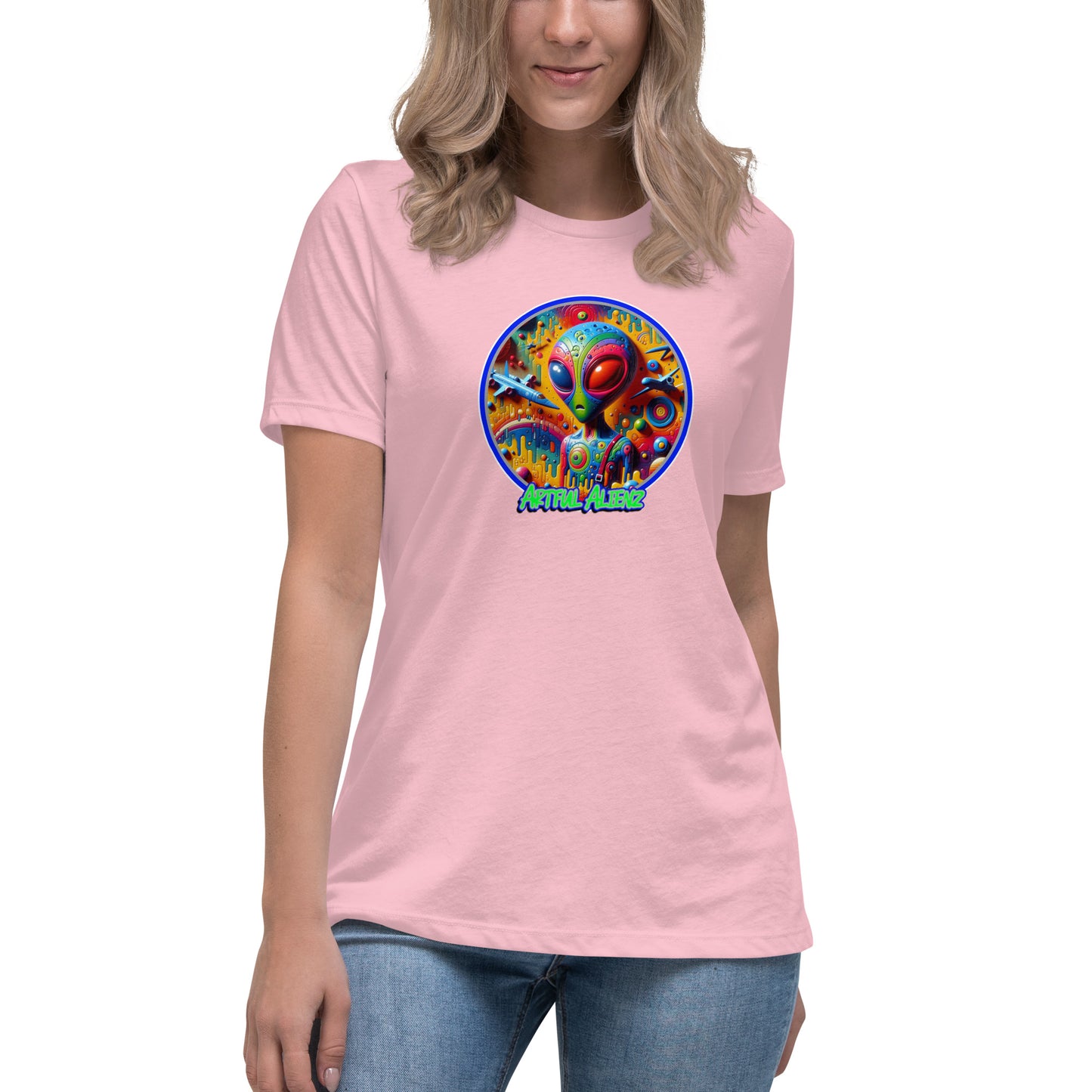 Graffytees Artful Alienz colorful graffiti design Women's Relaxed T-Shirt