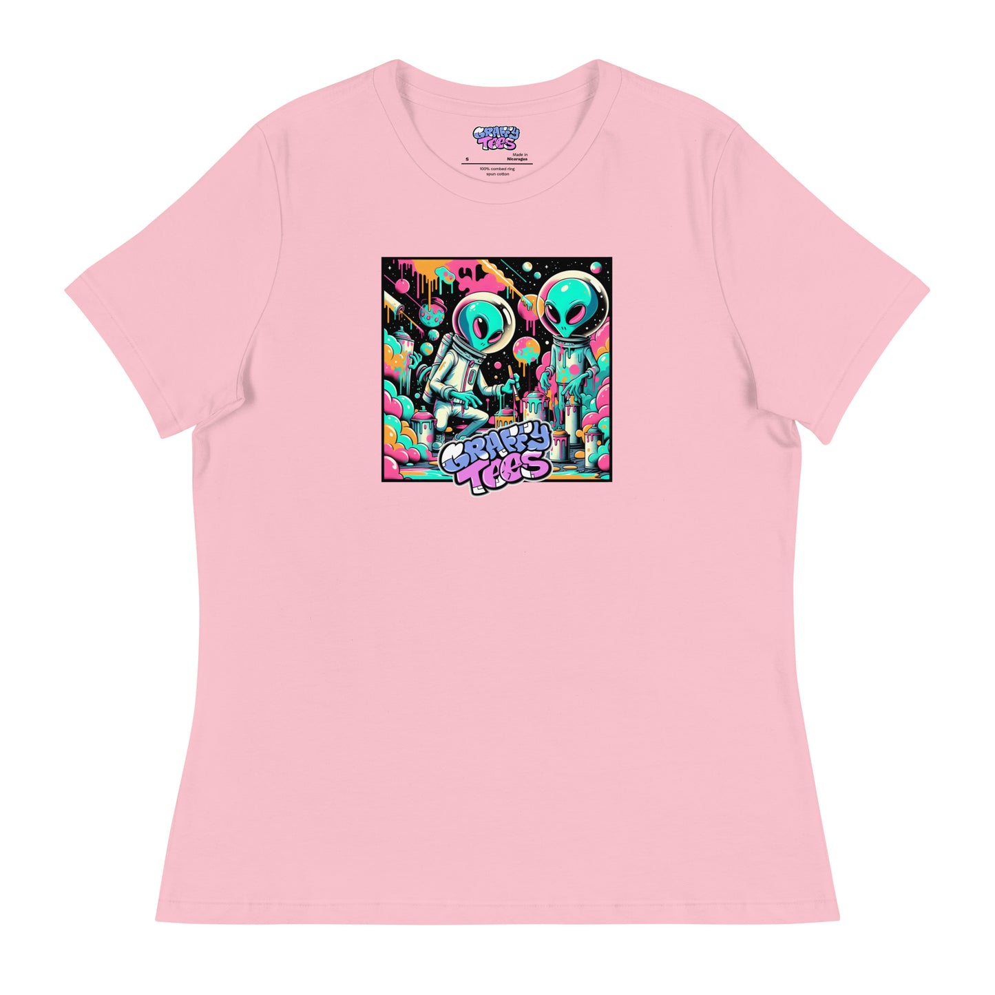 GraffyTees Aliens Painting Women's Relaxed T-Shirt