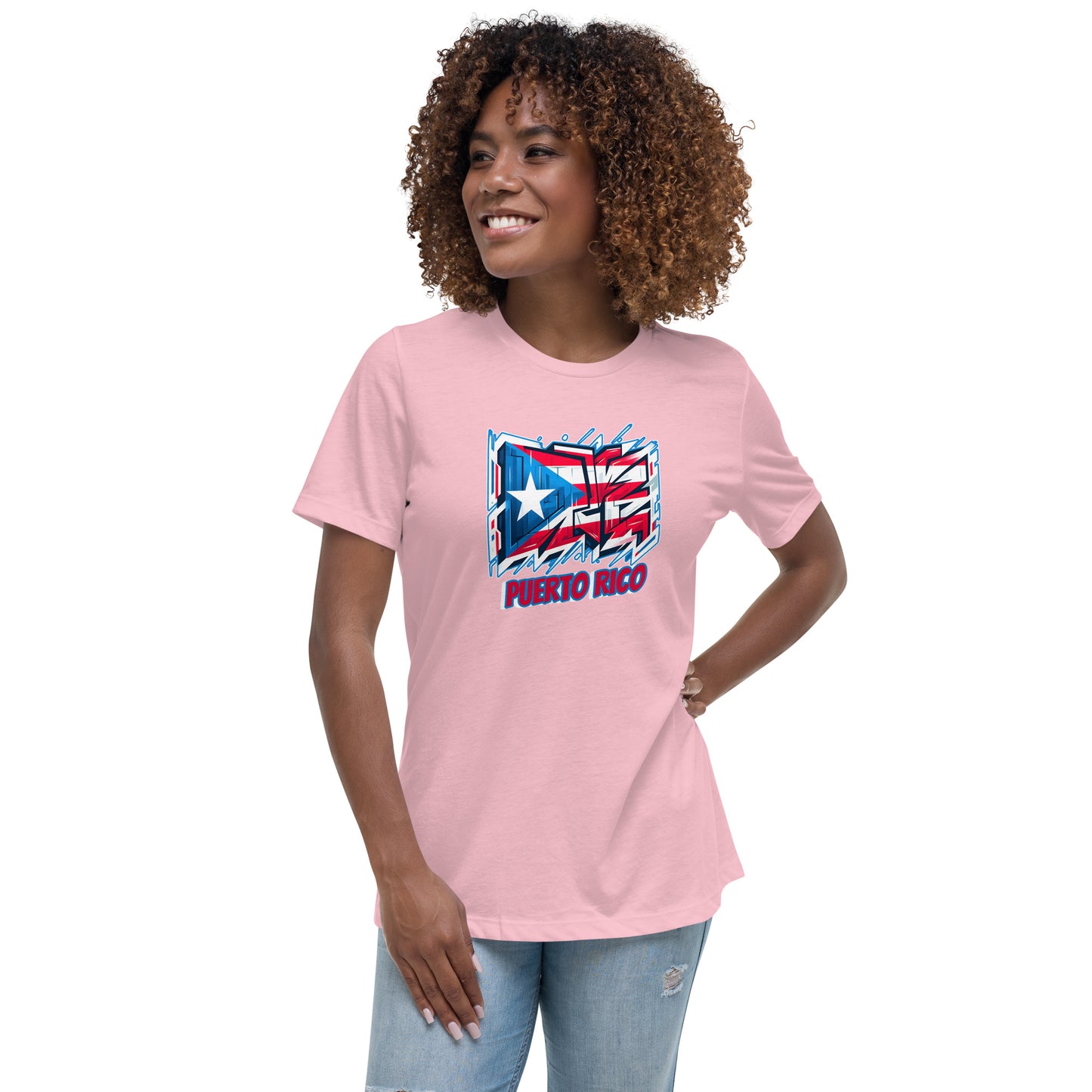 Graffytees Puerto Rico Graffiti flag Women's Relaxed T-Shirt