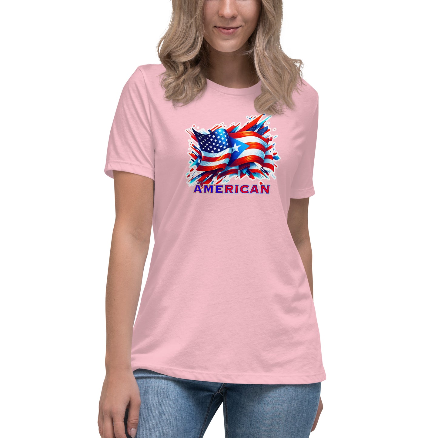 Graffytees AME-RICAN flags US-PR Women's Relaxed T-Shirt