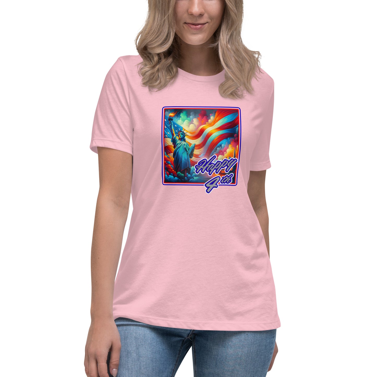 Graffytees Happy 4th of July Women's Relaxed T-Shirt