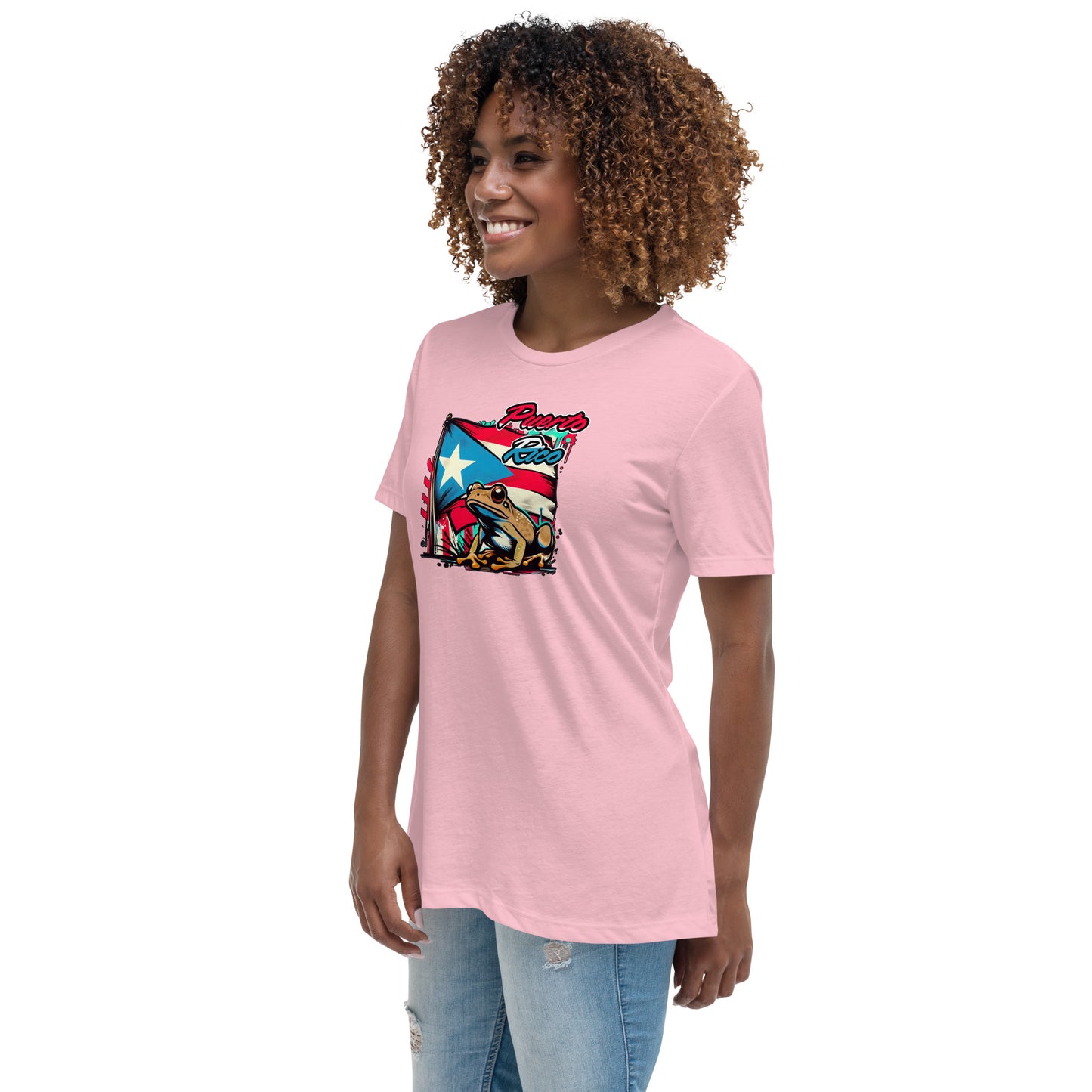 Graffytees Puerto Rico flag and Coqui Women's Relaxed T-Shirt