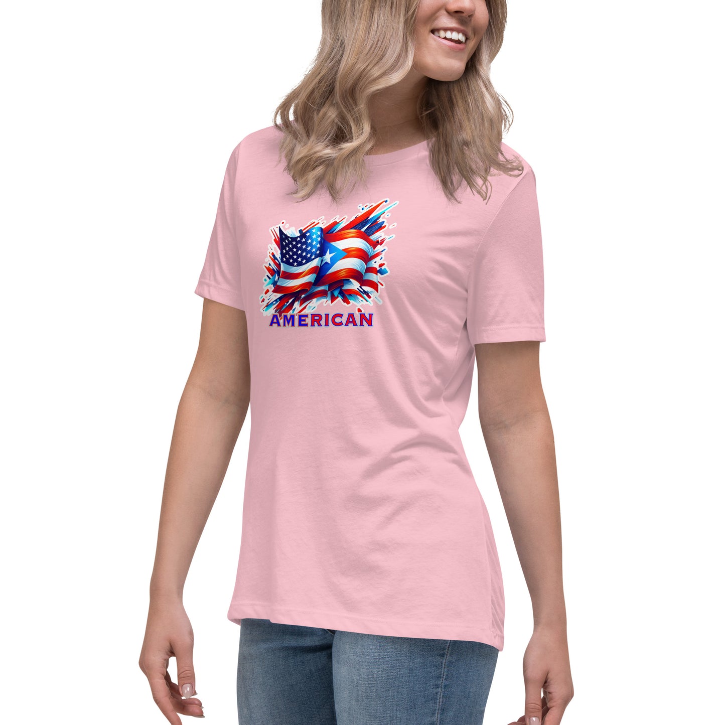 Graffytees AME-RICAN flags US-PR Women's Relaxed T-Shirt