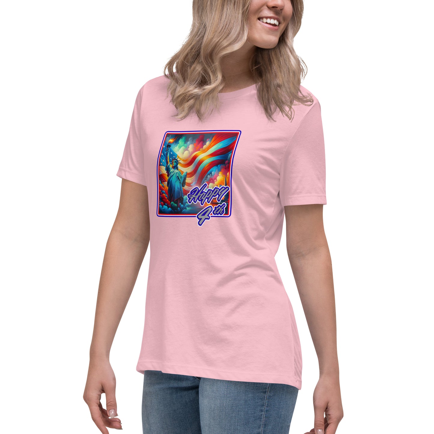 Graffytees Happy 4th of July Women's Relaxed T-Shirt