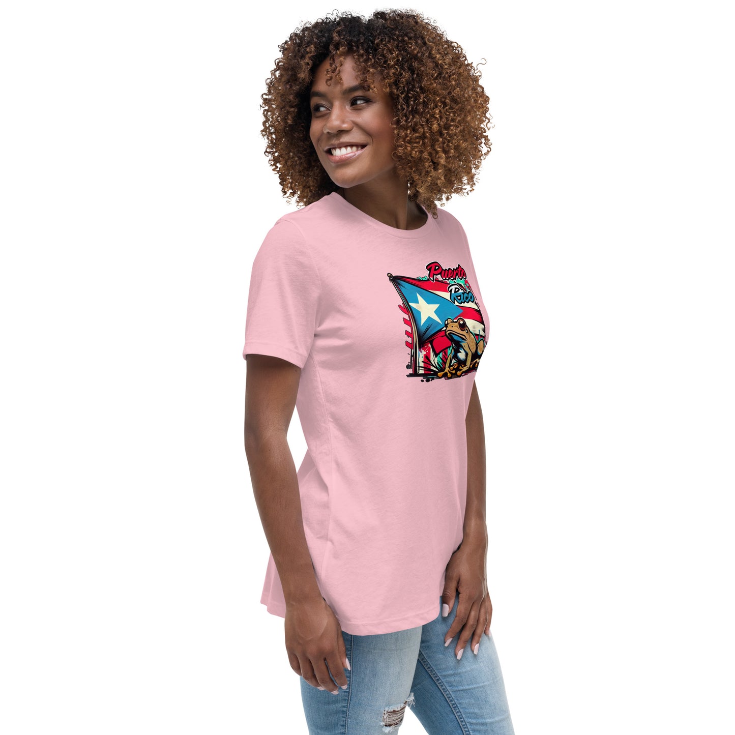 Graffytees Puerto Rico flag and Coqui Women's Relaxed T-Shirt