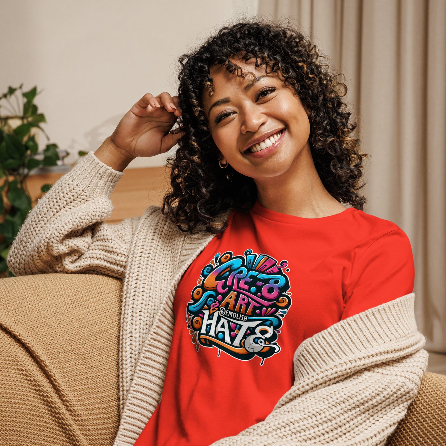 Graffytees CRE-8 Art design Women's Relaxed T-Shirt