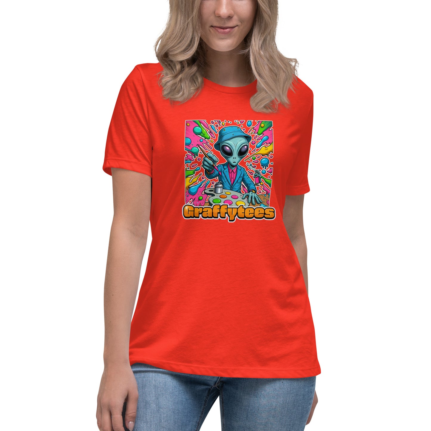 GraffyTees Alien Painter W bucket hat Women's Relaxed T-Shirt