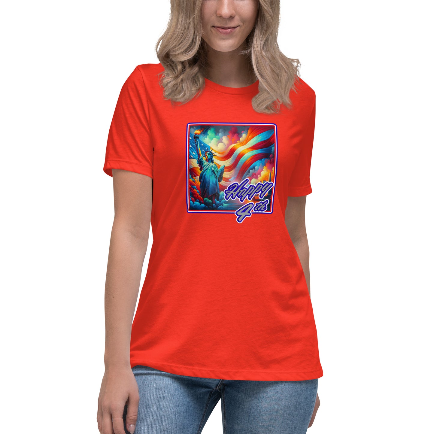 Graffytees Happy 4th of July Women's Relaxed T-Shirt