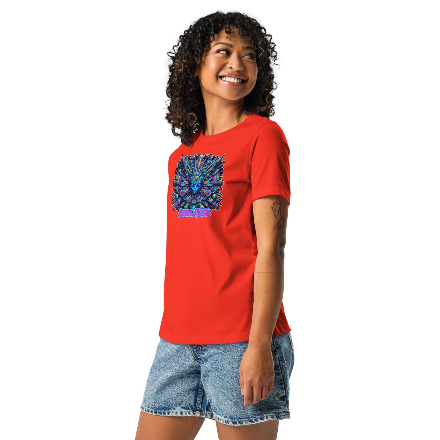 Graffytees Artful Alienz Purp designWomen's Relaxed T-Shirt