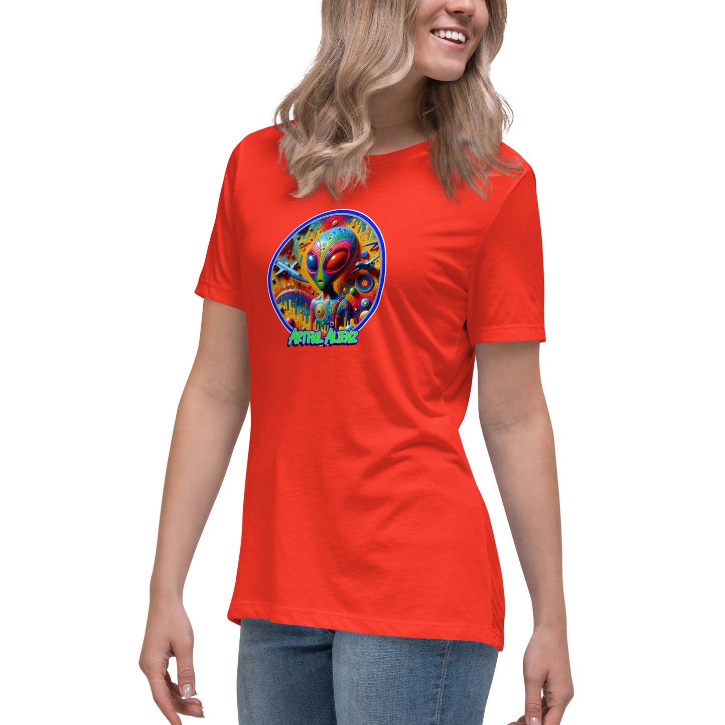 Graffytees Artful Alienz colorful graffiti design Women's Relaxed T-Shirt