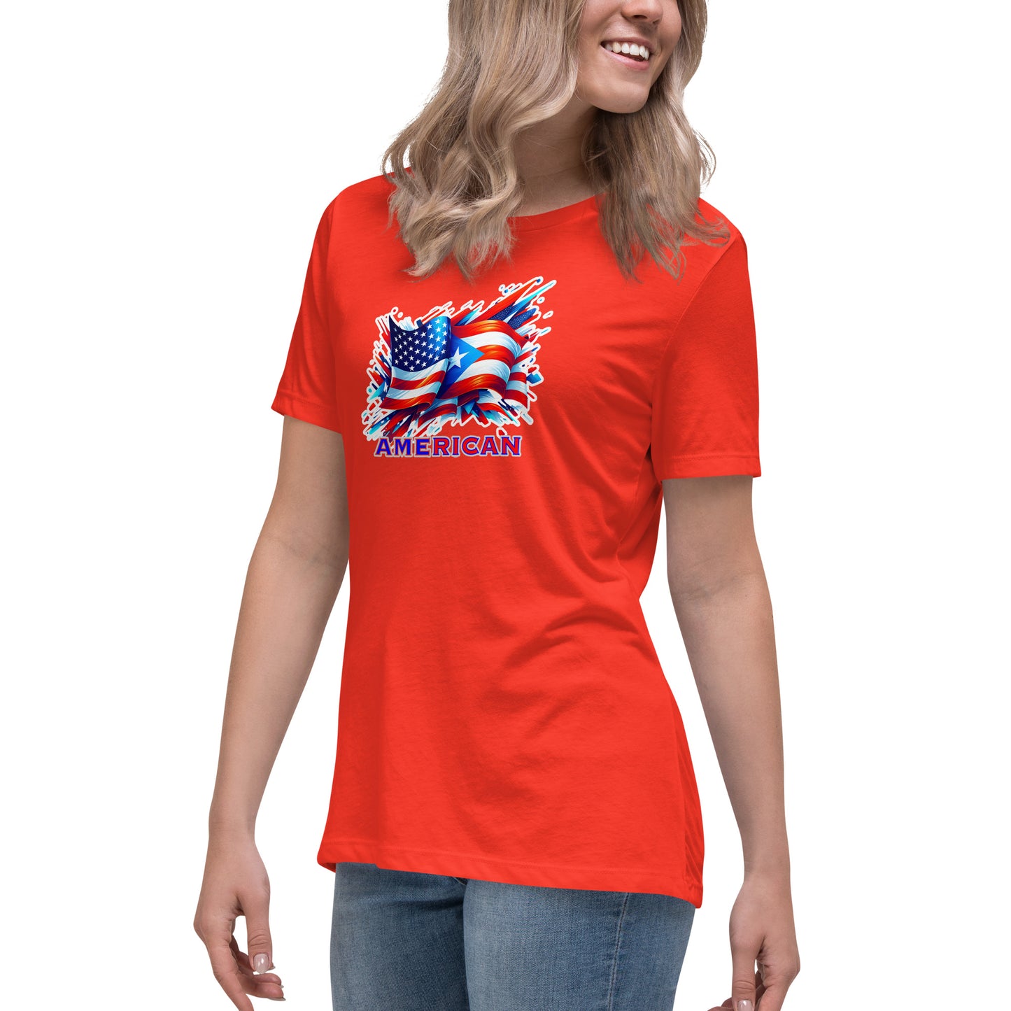 Graffytees AME-RICAN flags US-PR Women's Relaxed T-Shirt