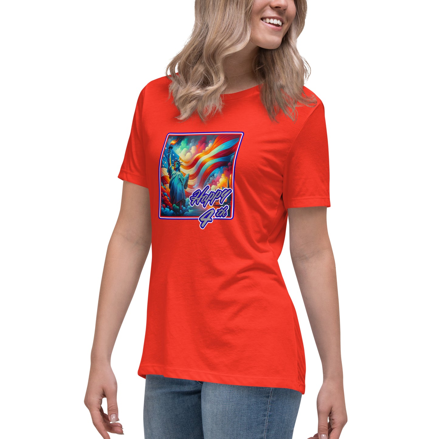Graffytees Happy 4th of July Women's Relaxed T-Shirt