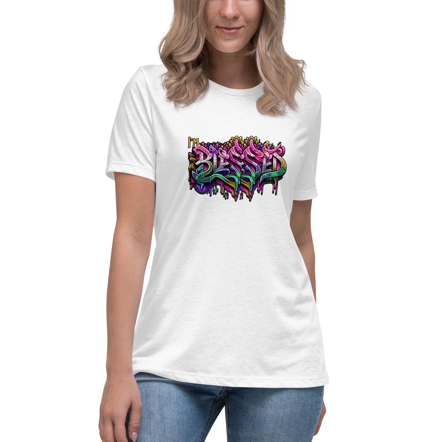Graffytees Blessed Graffiti design Women's Relaxed T-Shirt