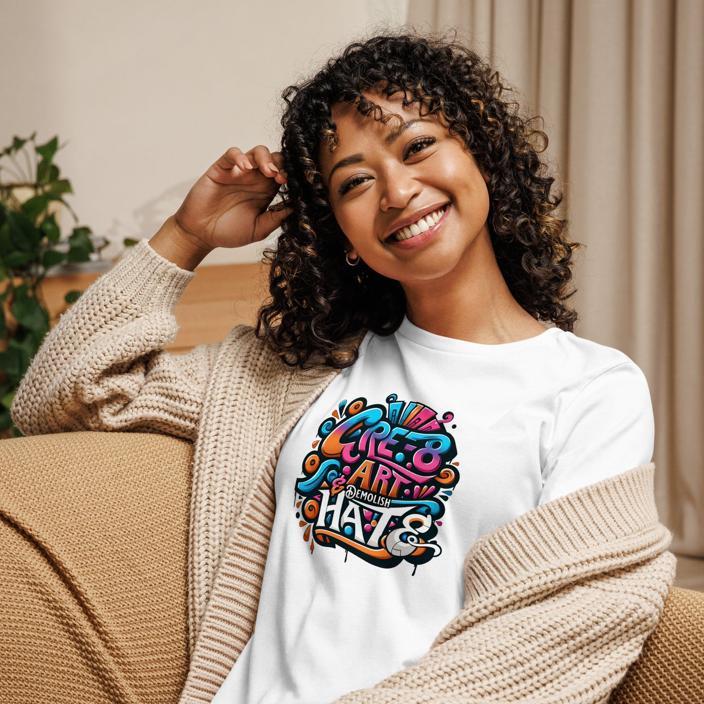 Graffytees CRE-8 Art design Women's Relaxed T-Shirt