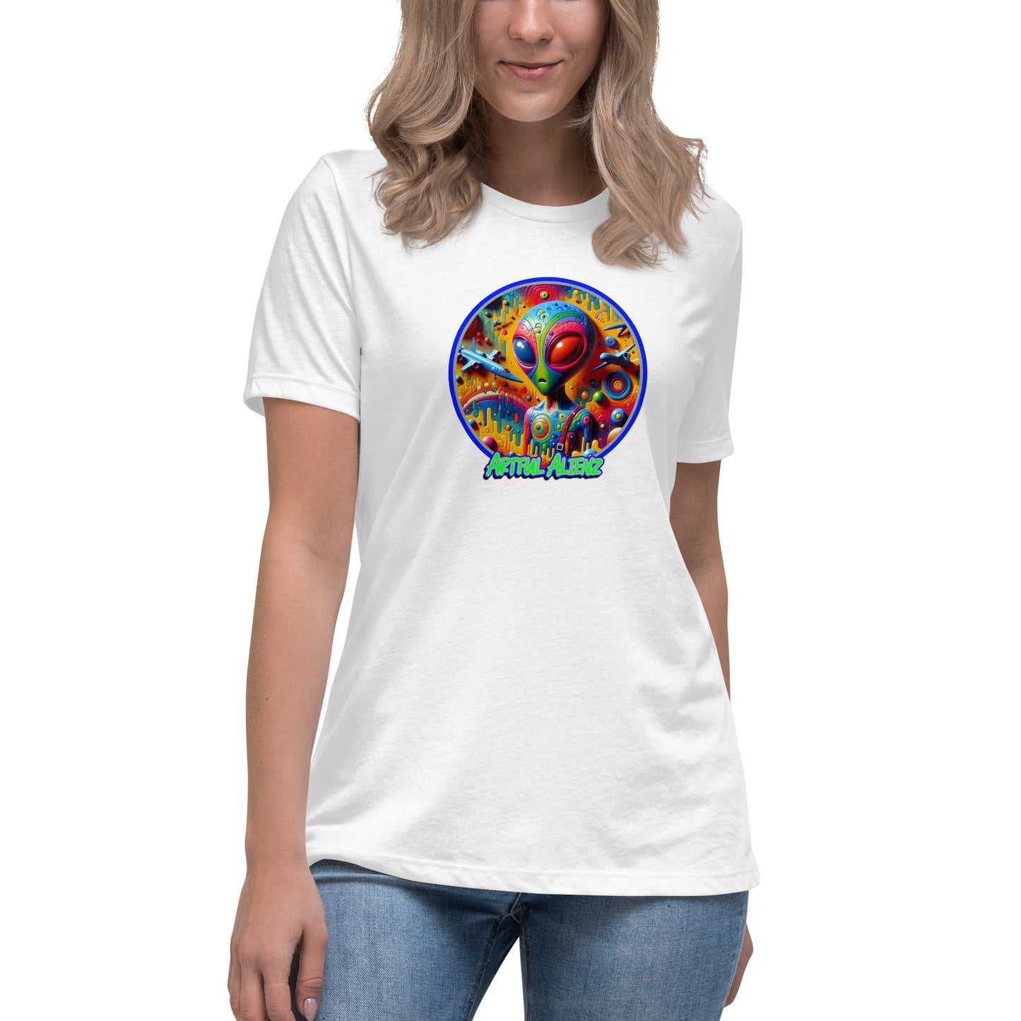 Graffytees Artful Alienz colorful graffiti design Women's Relaxed T-Shirt