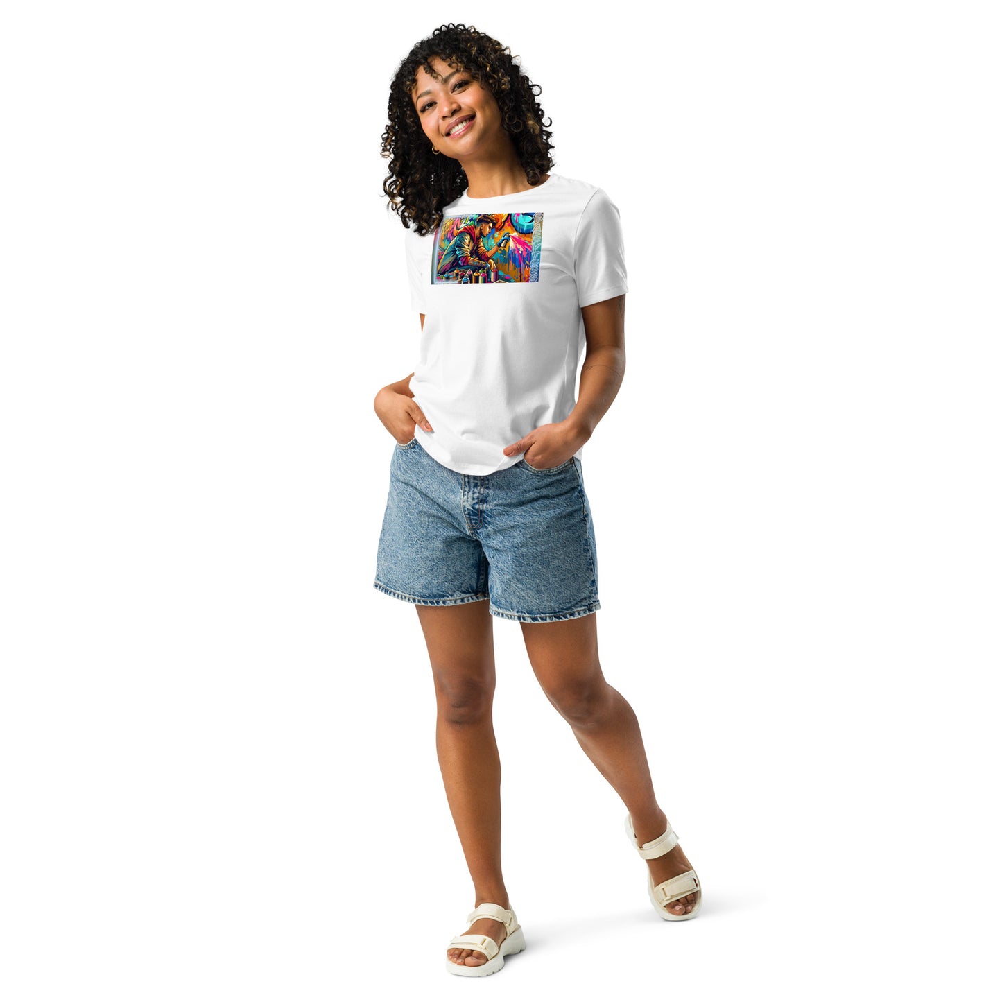 GraffyTees vandal Artist creating a Mural Women's Relaxed T-Shirt