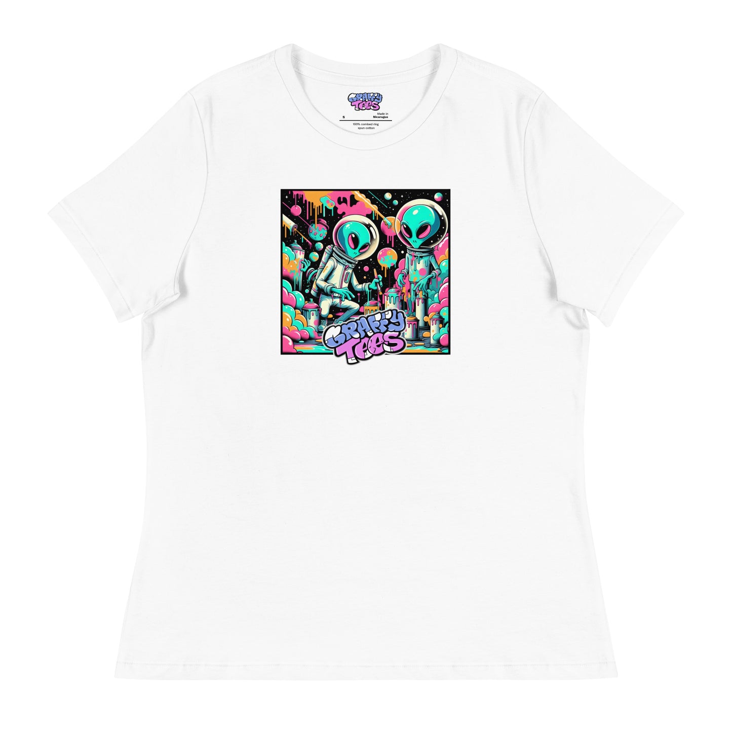 GraffyTees Aliens Painting Women's Relaxed T-Shirt