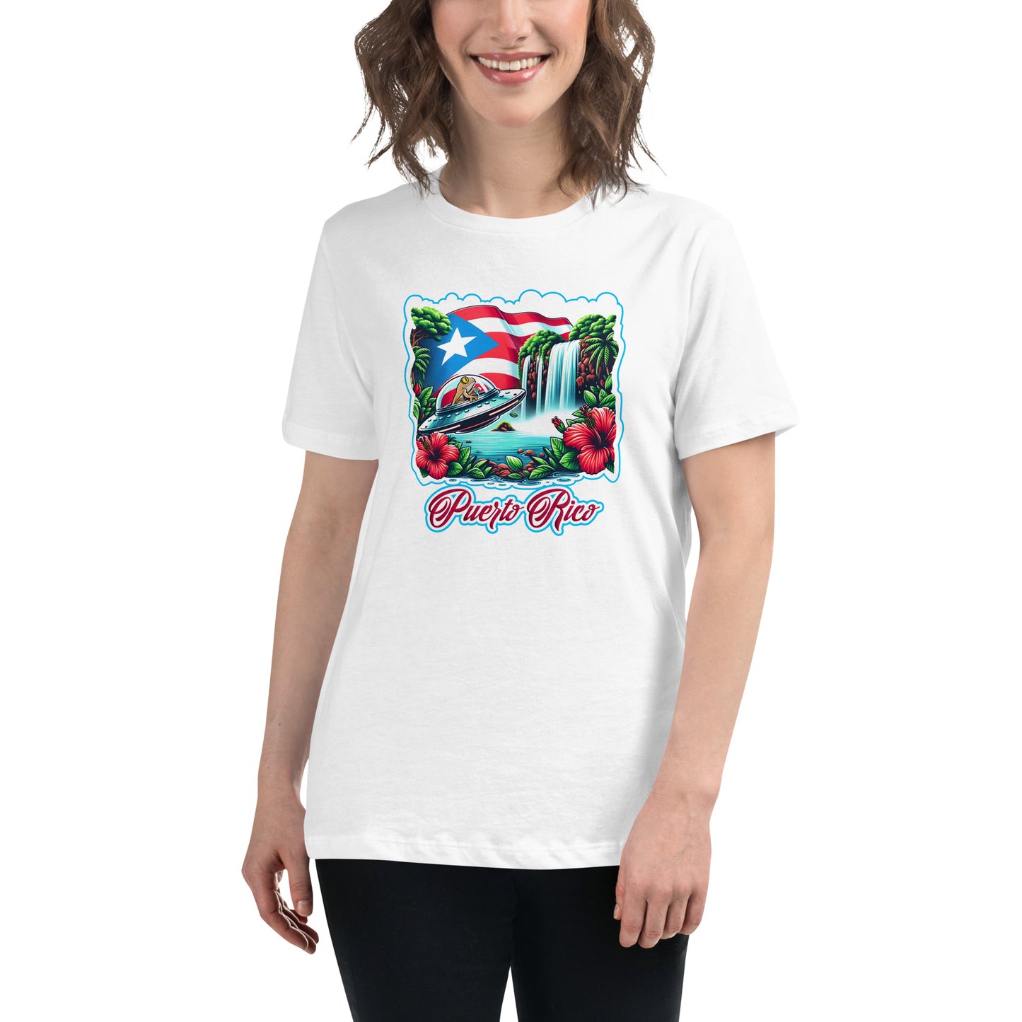 Graffytees Puerto Rico Coqui in UFO Women's Relaxed T-Shirt