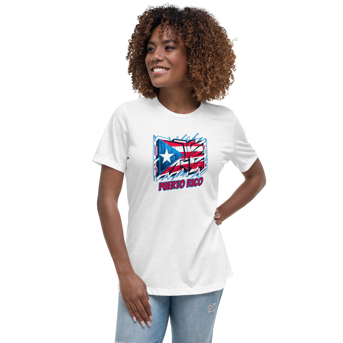Graffytees Puerto Rico Graffiti flag Women's Relaxed T-Shirt