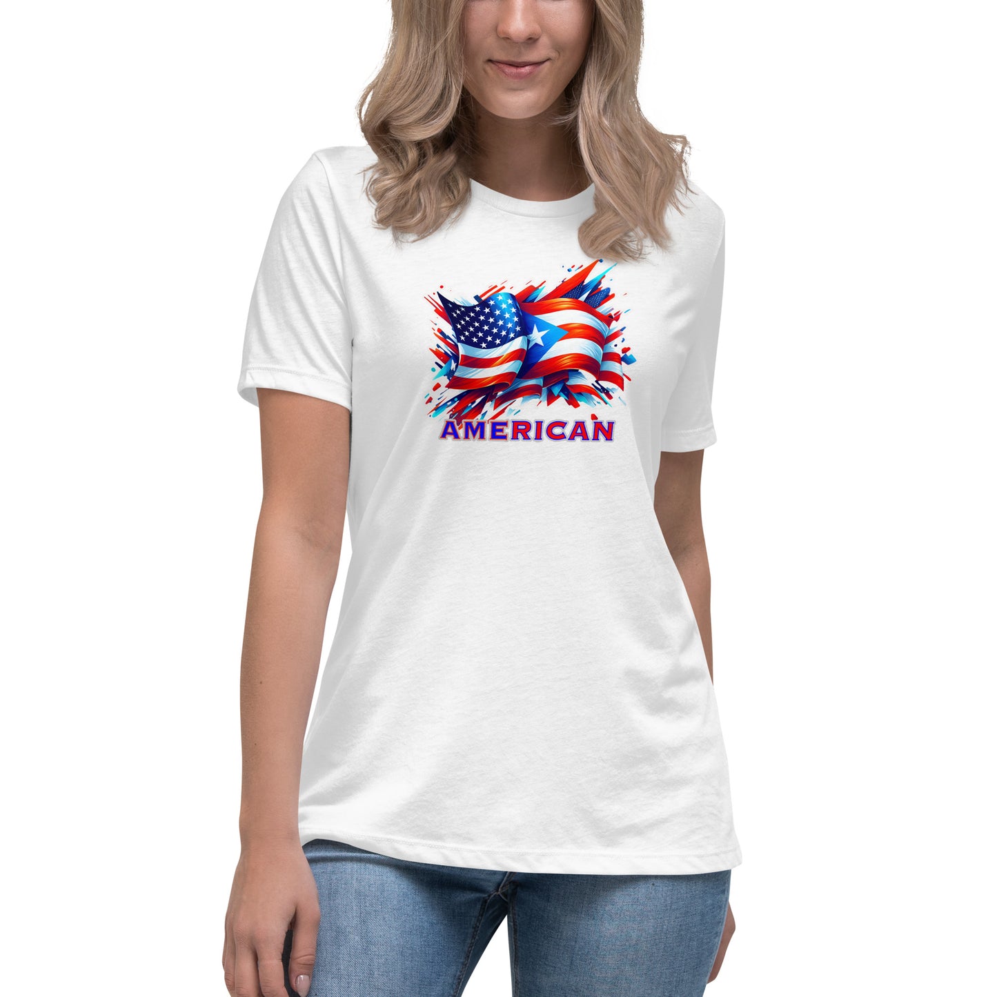 Graffytees AME-RICAN flags US-PR Women's Relaxed T-Shirt