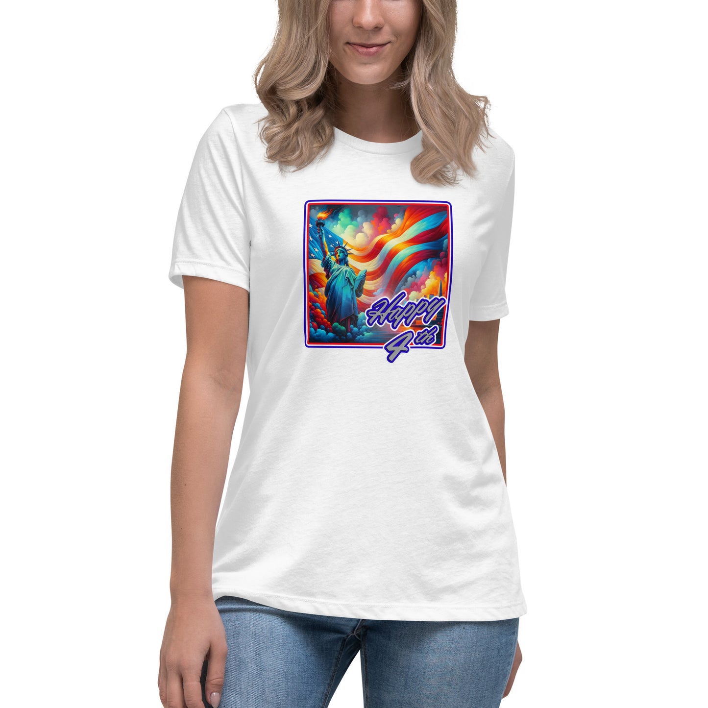 Graffytees Happy 4th of July Women's Relaxed T-Shirt