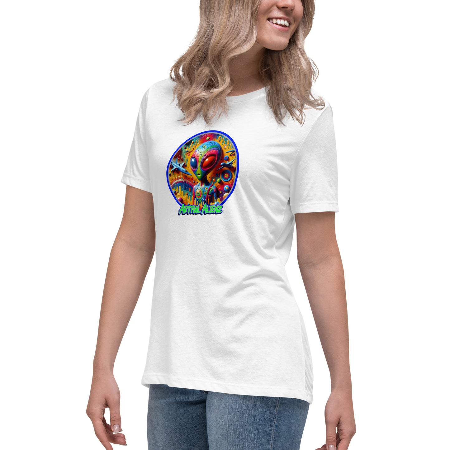 Graffytees Artful Alienz colorful graffiti design Women's Relaxed T-Shirt