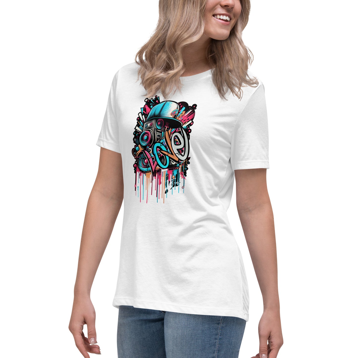 Graffytees Loud Love Graffiti design Women's Relaxed T-Shirt